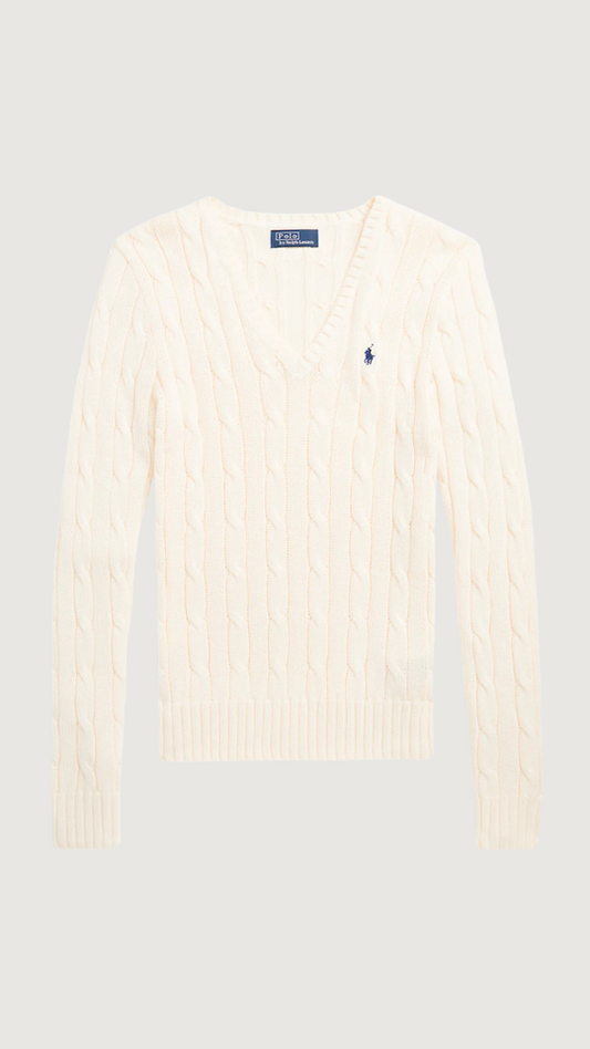 Cable Knitted Pullover V-Neck