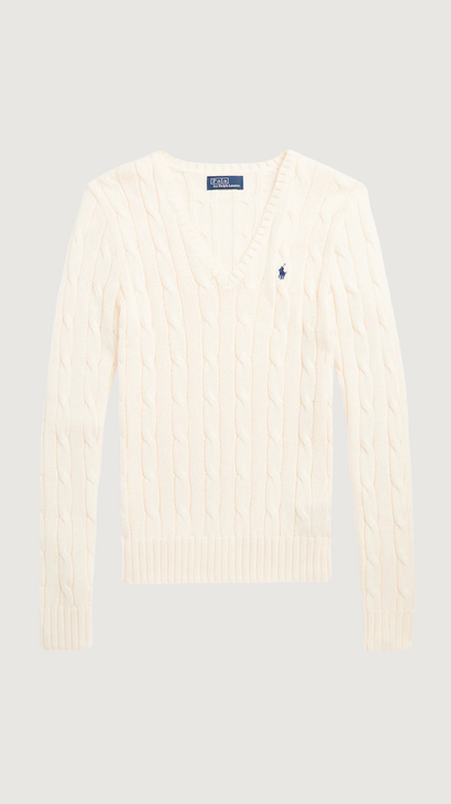 Cable Knitted Pullover V-Neck